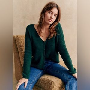 Sezane Barry cardigan bottle green